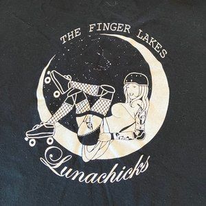 Finger Lakes Lunachicks roller derby XL T-shirt